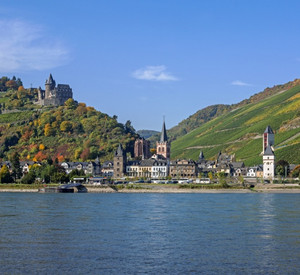 Blick auf Bacharach vom Rhein